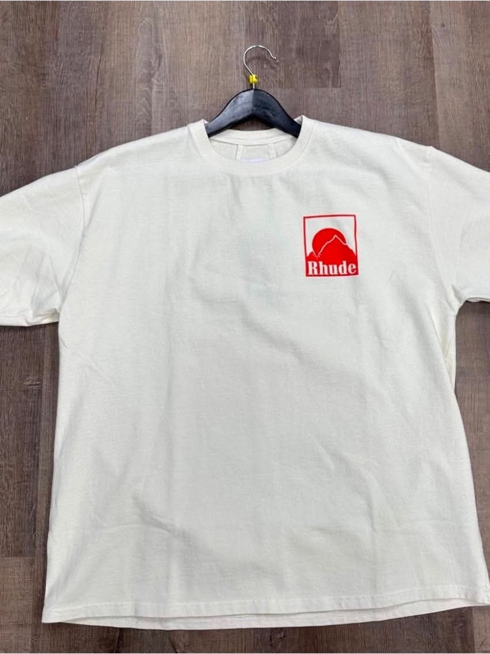 NWT Rhude Cream Short-Sleeve Tee (oversized fit) with Red Logo Patch